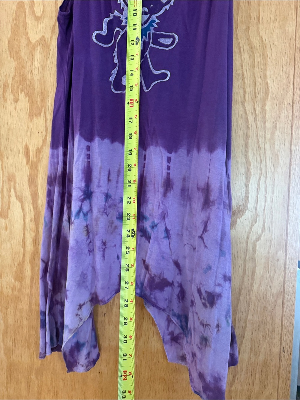 Purple Tie-Dye Grateful Dead Bear Tank Dress, tunic style top L - Picture 2 of 4